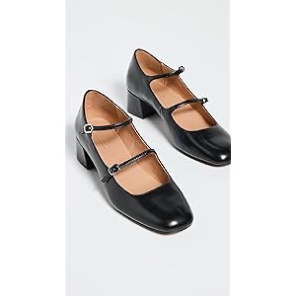 Classic Black Mary Jane Block Heel Pumps - Picture 3 of 5